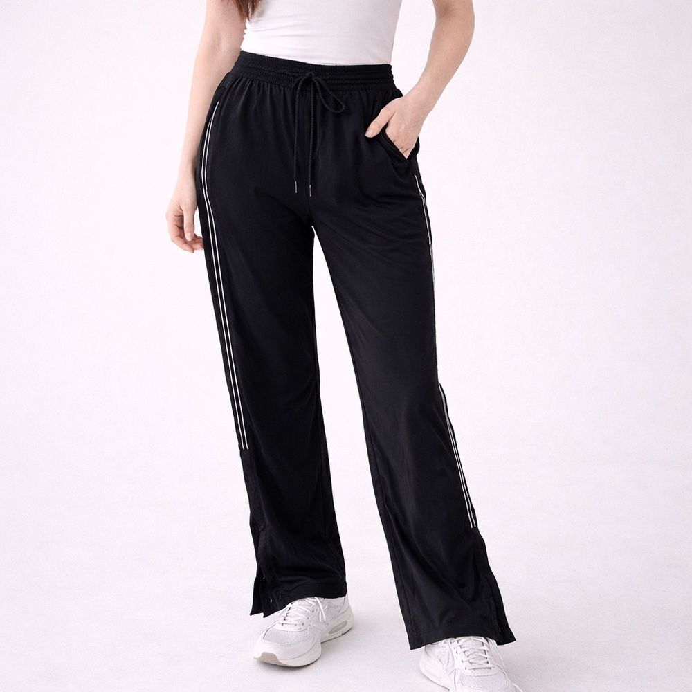 Diadora Black Women's Track Pants with White Stripes
